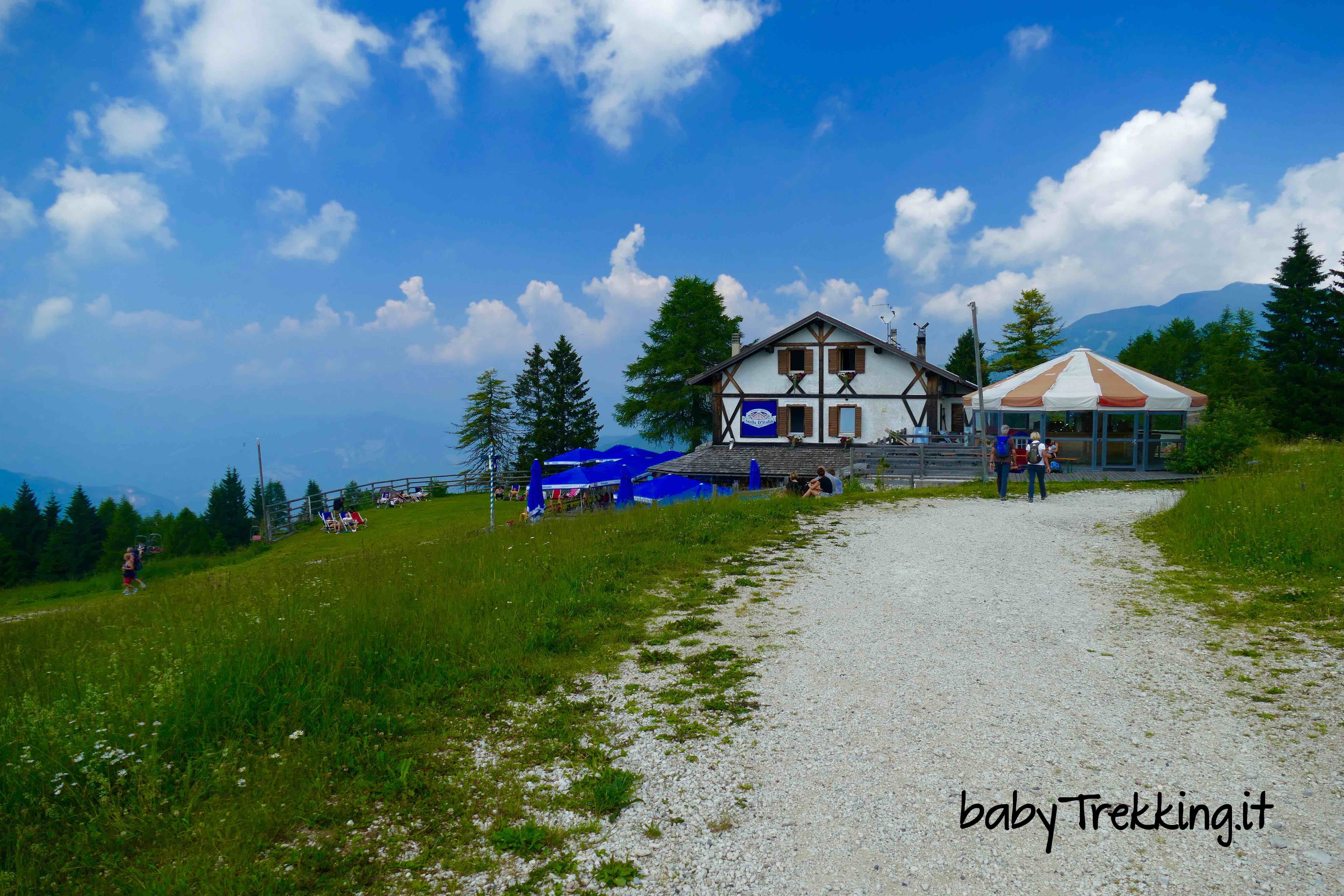 Rifugio Stella d'Italia da Passo Coe: col passeggino sull'Alpe Cimbra
