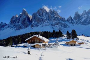 Malga Geisleralm con la neve: in Val di Funes con ciaspole e slittino