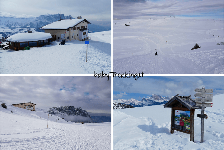 Bullaccia, Rifugio Arnika Hütte e panca delle streghe: Alpe di Siusi in inverno
